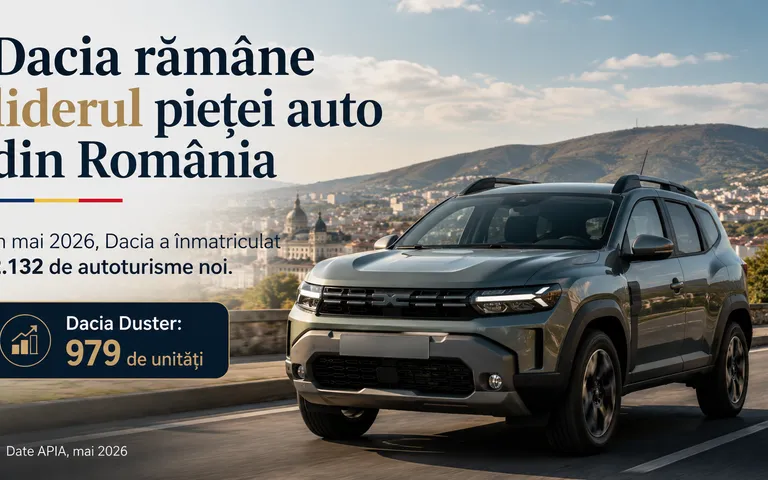 Dacia rămâne liderul pieței auto din România în mai 2026